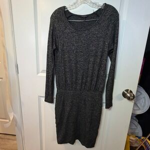 Banana‎ Republic Women Dress Long Sleeve Marled Knit Blouson Gray Size S